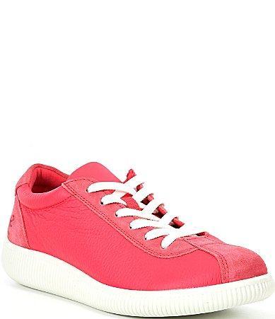 ECCO Womens Soft Zero Leather Lace Up Sneakers Product Image