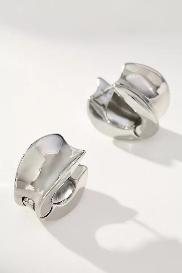 Wide Indented Huggie Hoop Earrings Product Image