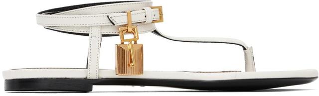 TOM FORD Padlock Leather Flat Sandals In White Product Image