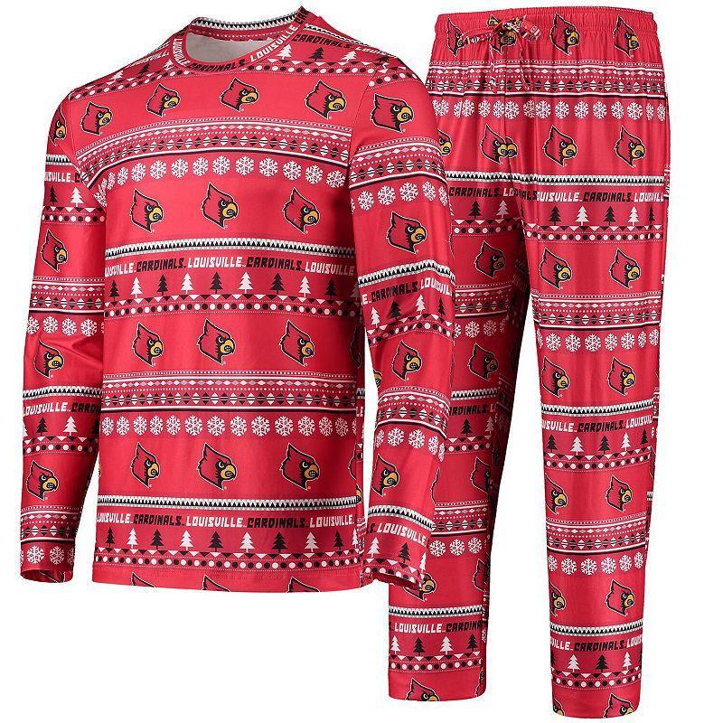 Mens Concepts Sport Louisville Cardinals Ugly Sweater Long Sleeve T-Shirt and Pants Sleep Set Product Image