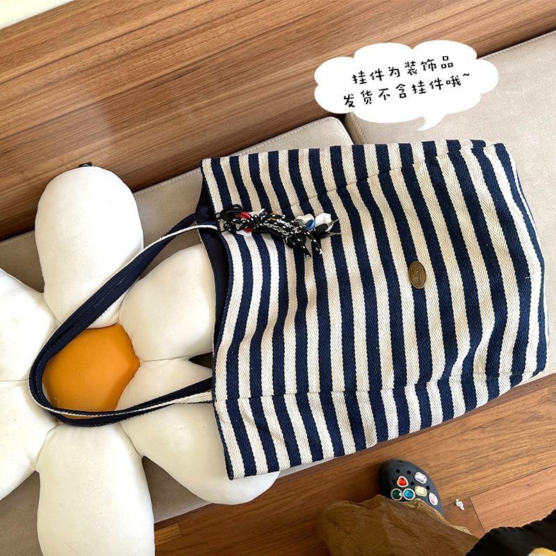 Striped Canvas Tote Bag Product Image