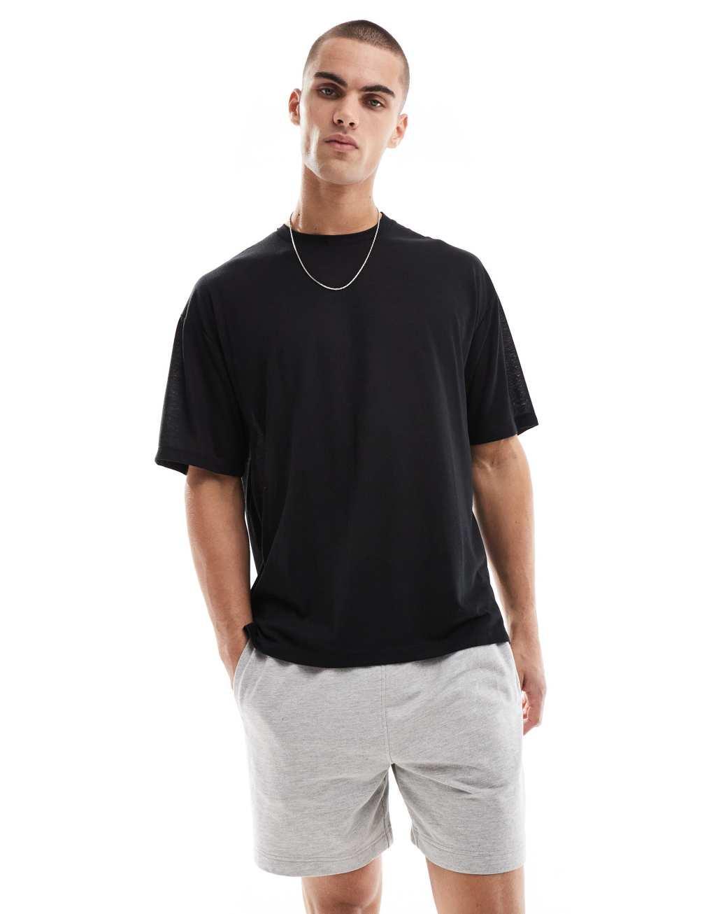 ASOS 4505 quick dry performance mesh t-shirt in black Product Image