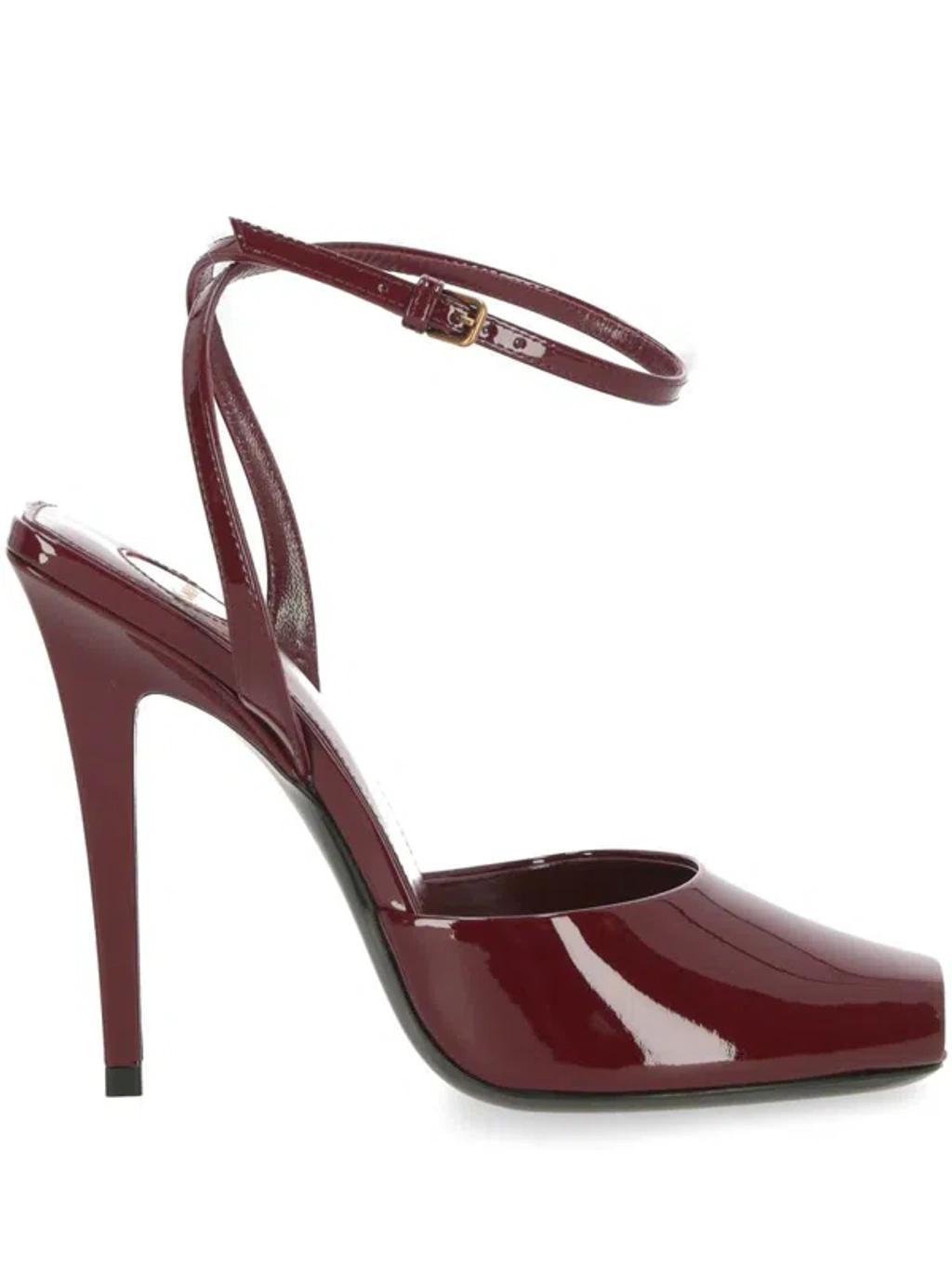 SAINT LAURENT Orhand Peep Toe Pump In Red Product Image