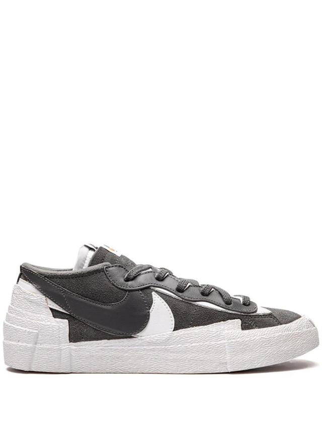 Sacai X Blazer Low Leather And Suede Low-top Trainers In Iron Grey/white-whit Product Image