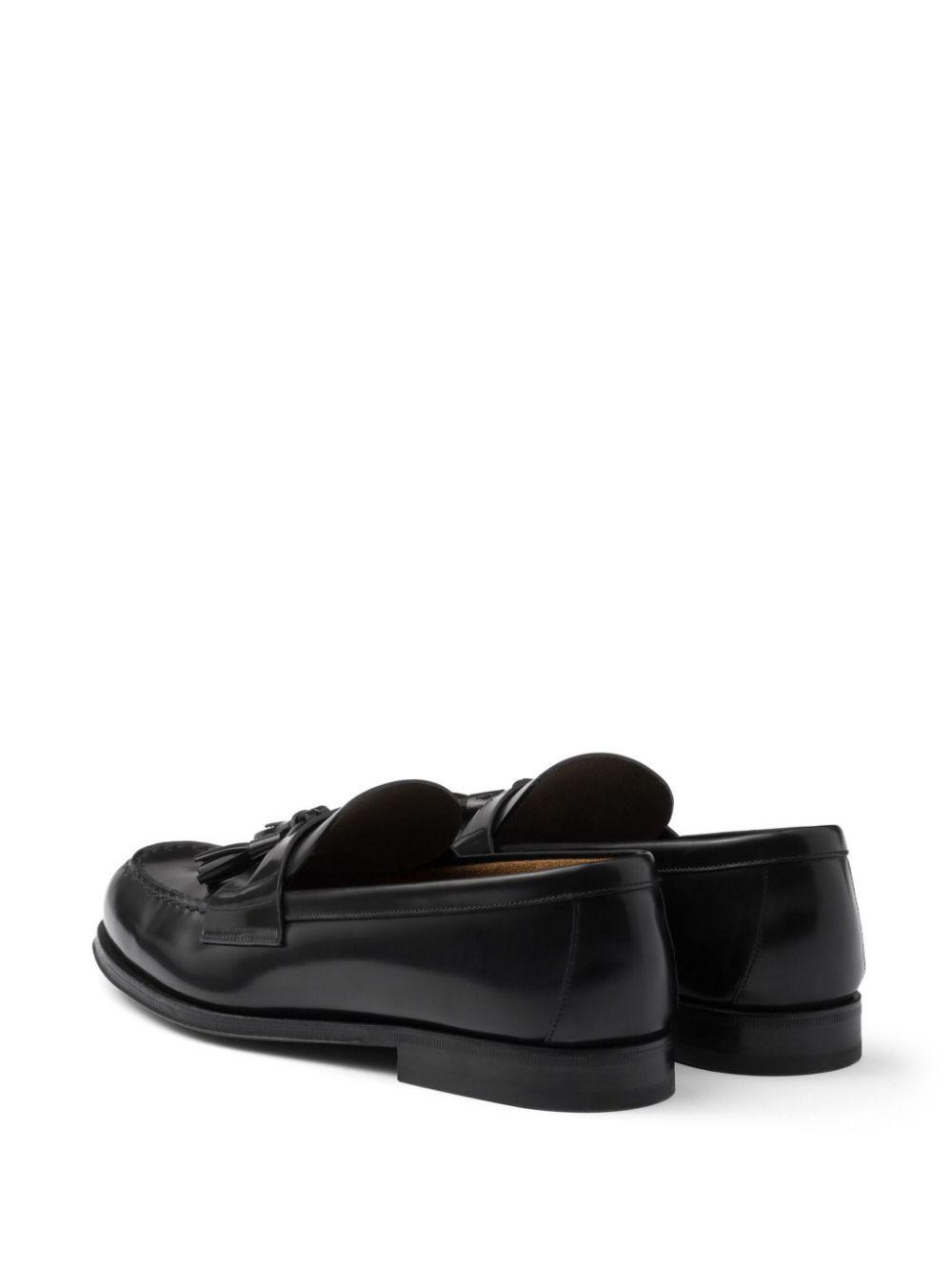 PRADA Tassel-detail Leather Loafers In Black Product Image