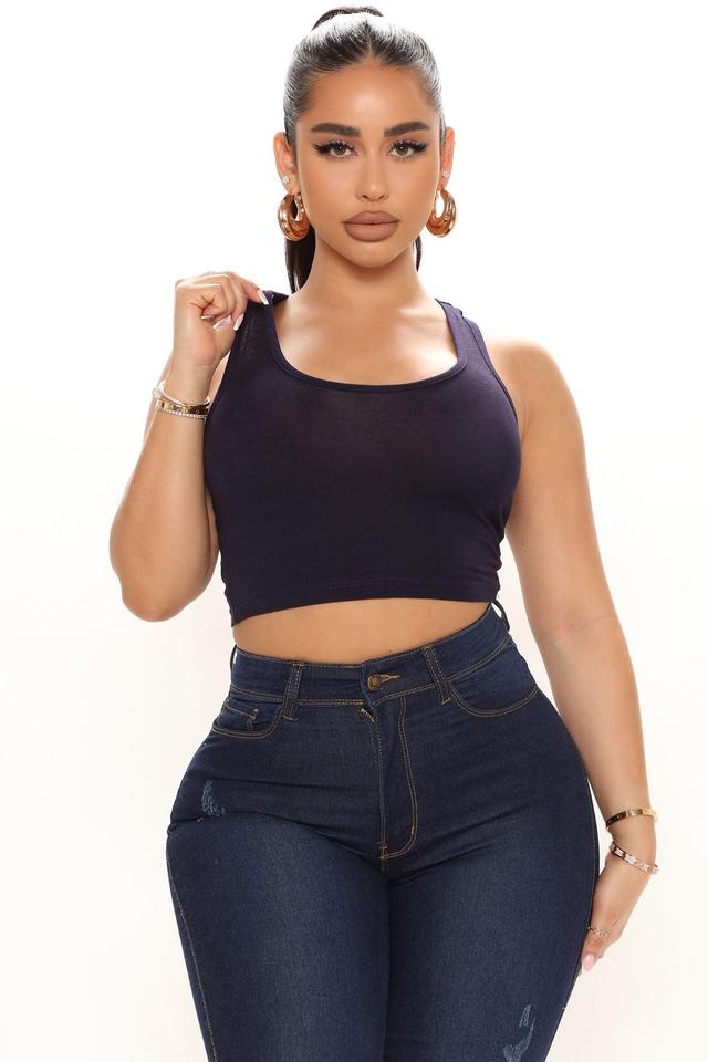 Kendra Crop Top - Navy Product Image