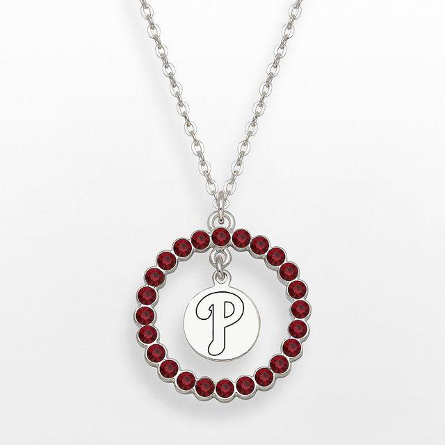 LogoArt Philadelphia Phillies Silver Tone Crystal Logo Charm Circle Pendant, Womens Siam Product Image