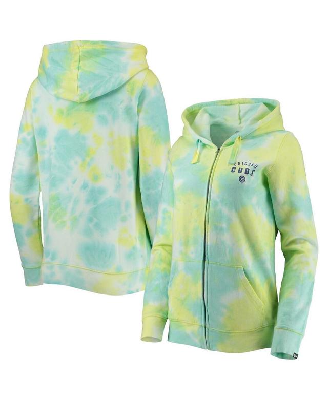 Womens New Era Chicago Cubs Tie-Dye Full-Zip Hoodie Product Image