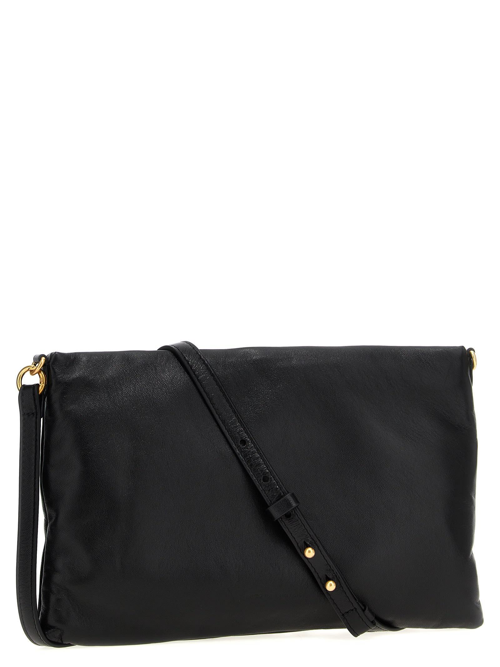 DRIES VAN NOTEN Logo Leather Clutch Bag In Black Product Image