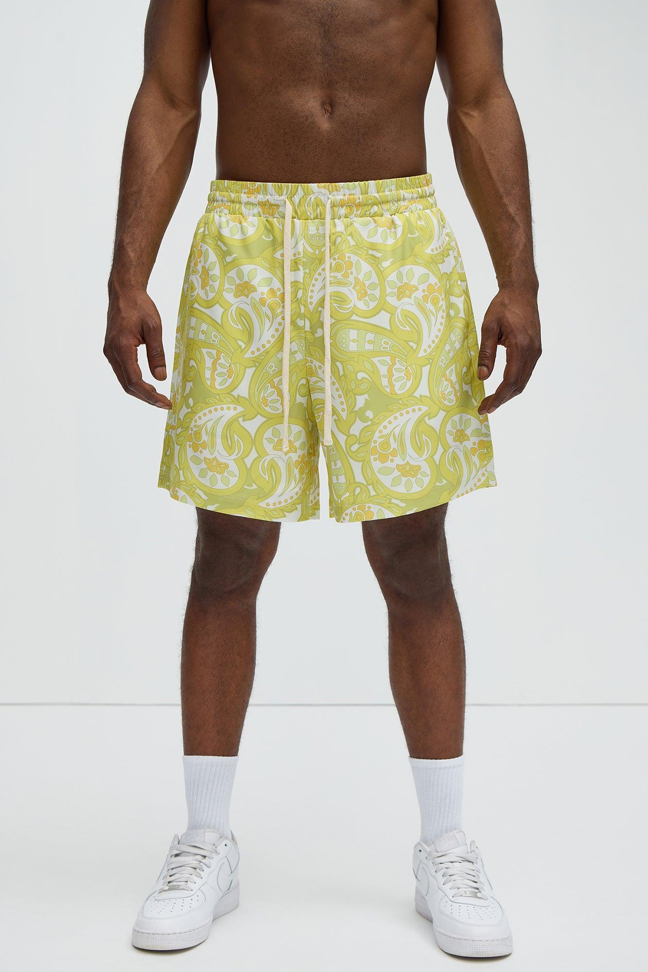 Alameda Paisley Warm Up Shorts - Yellow Product Image