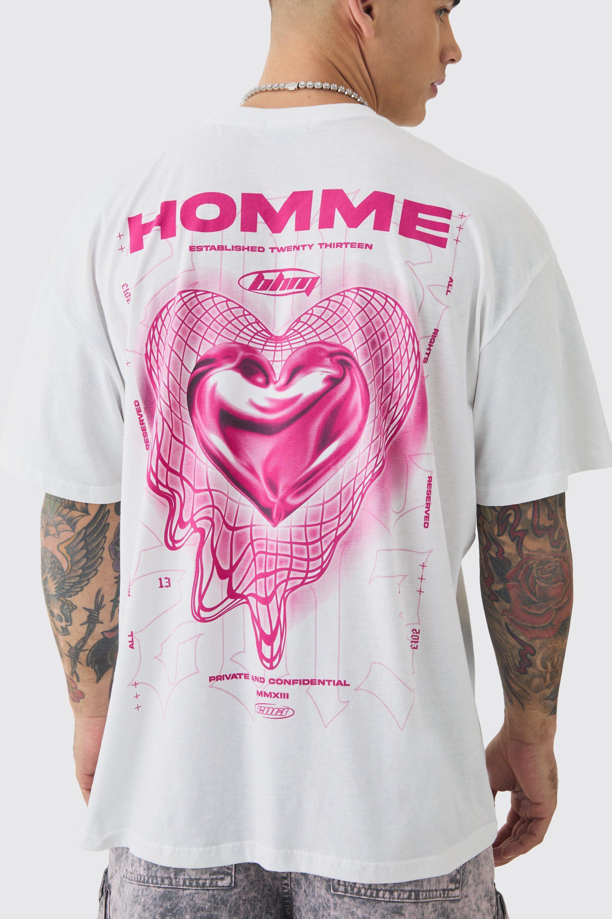 Oversized Geometric Heart Graphic T-shirt | boohooMAN USA Product Image