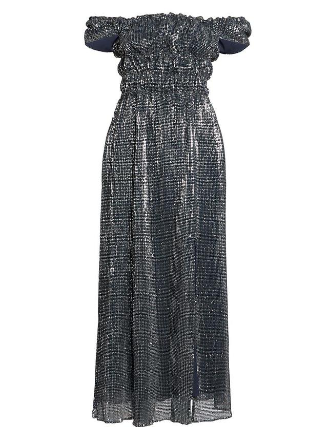 Womens Lily Sequined Off-the-Shoulder Midi-Dress Product Image