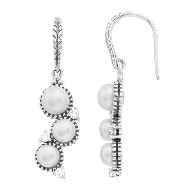 SIRI USA by TJM Sterling Silver Freshwater Cultured Pearl & Cubic Zirconia Earwire Earrings, Womens, White Product Image