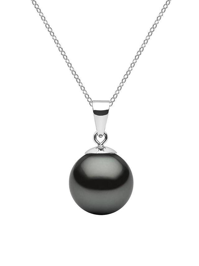 Womens 14K White Gold & 10-11MM Tahitian Pearl Pendant Necklace Product Image