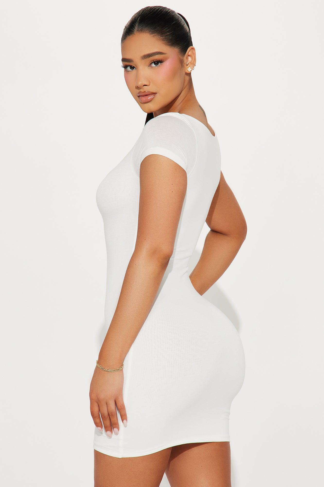 Anna Double Lined Mini Dress - White Product Image