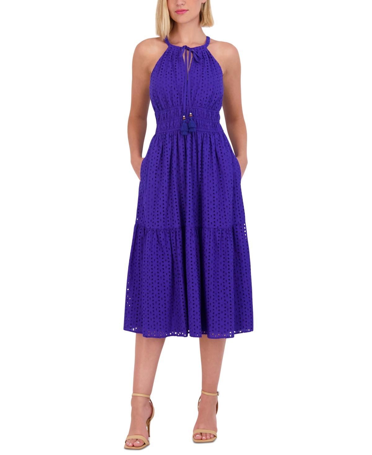 Women's Cotton Sleeveless Eyelet Midi Dress Product Image