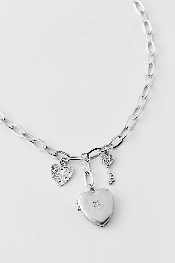 Delia Heart Locket Necklace Womens at Urban Outfitters Product Image