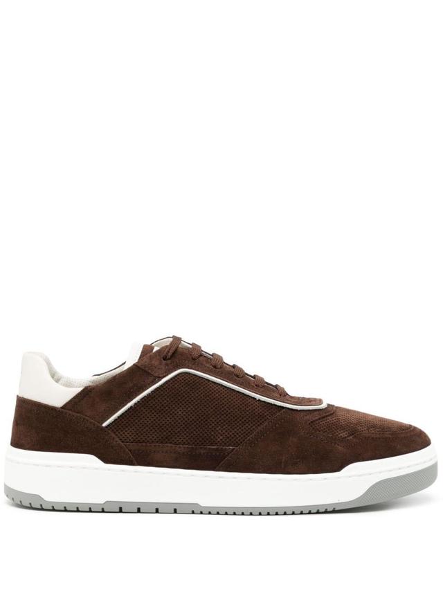 Suede Low-top Sneakers In Brown Product Image