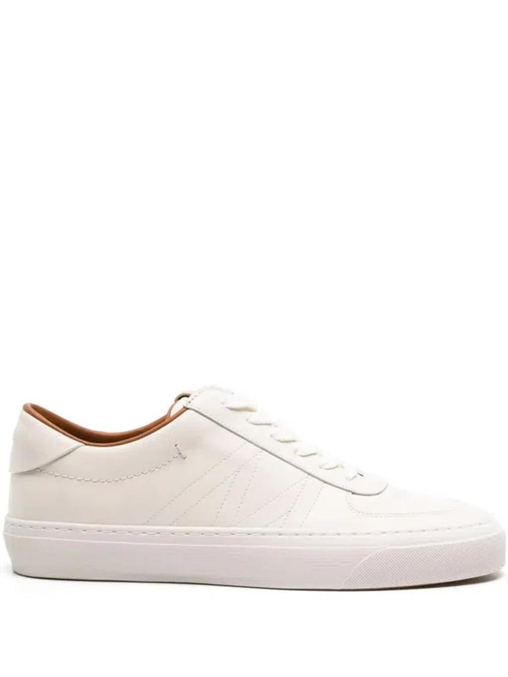 MONCLER Monaco Leather Sneakers In Neutrals Product Image