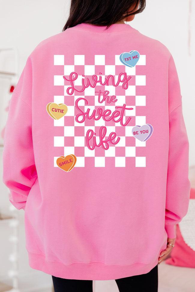 Candy Hearts Conversation Pink Oversized Graphic Sweatshirt SALE Product Image