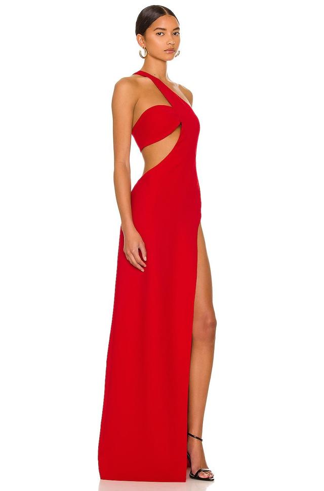 MONOT One Shoulder Cut Out Gown in Red Product Image