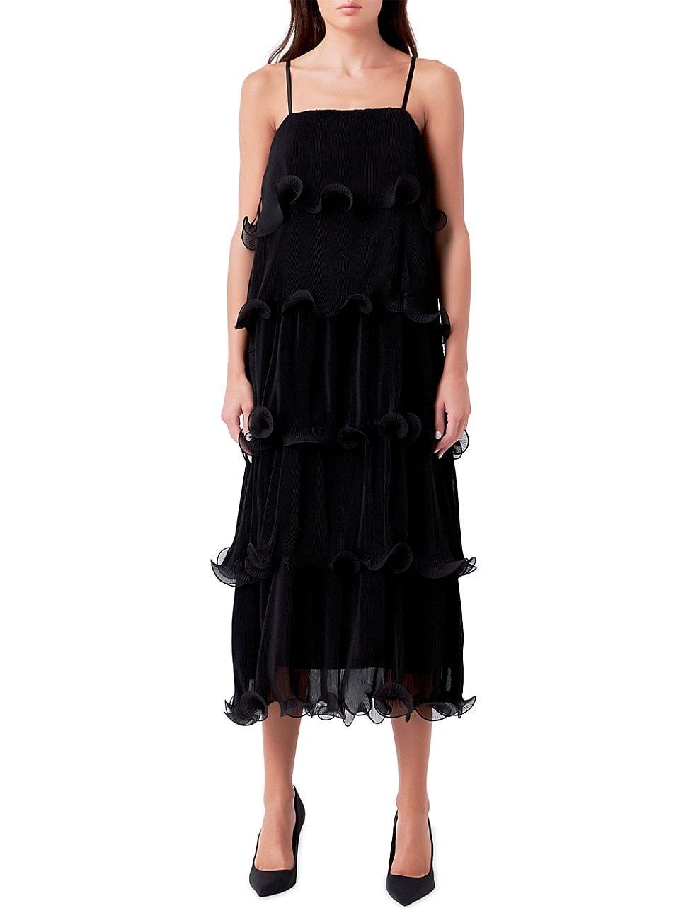 Womens Pleated Tiered Long Dress Product Image