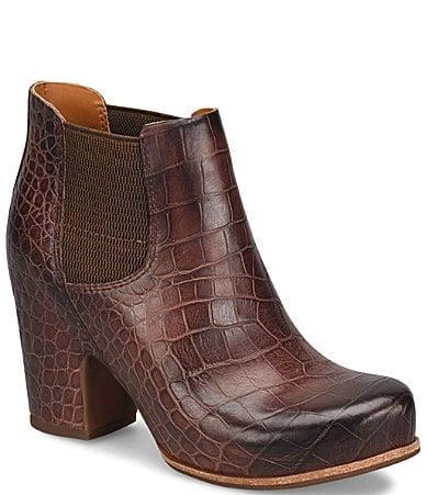 Kork-Ease Shirome Crocodile Embossed Leather Booties Product Image