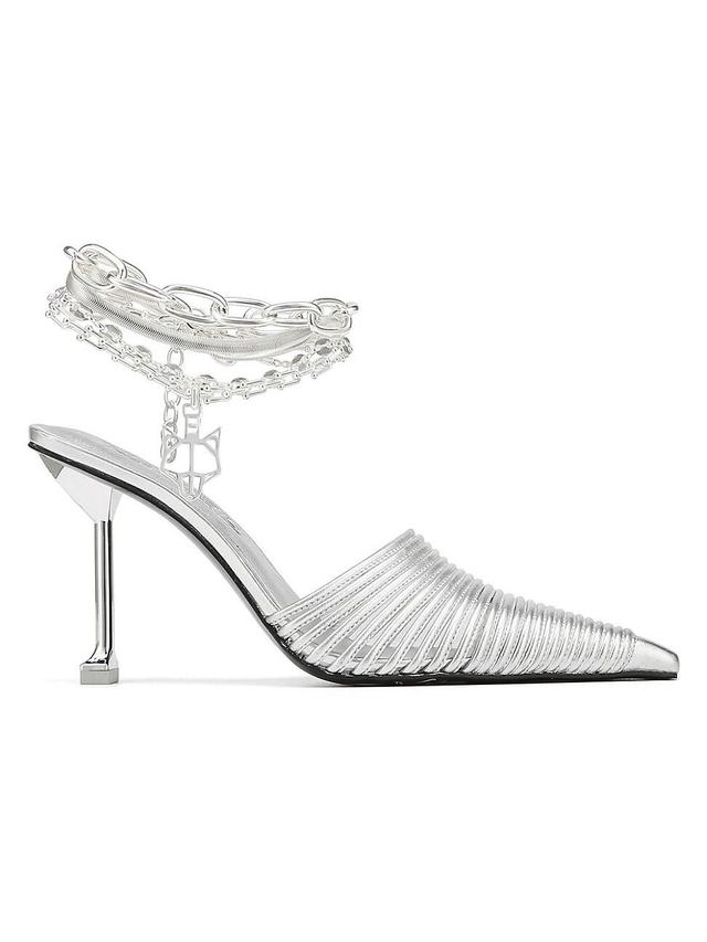 Womens Chromed Leather Mules Product Image