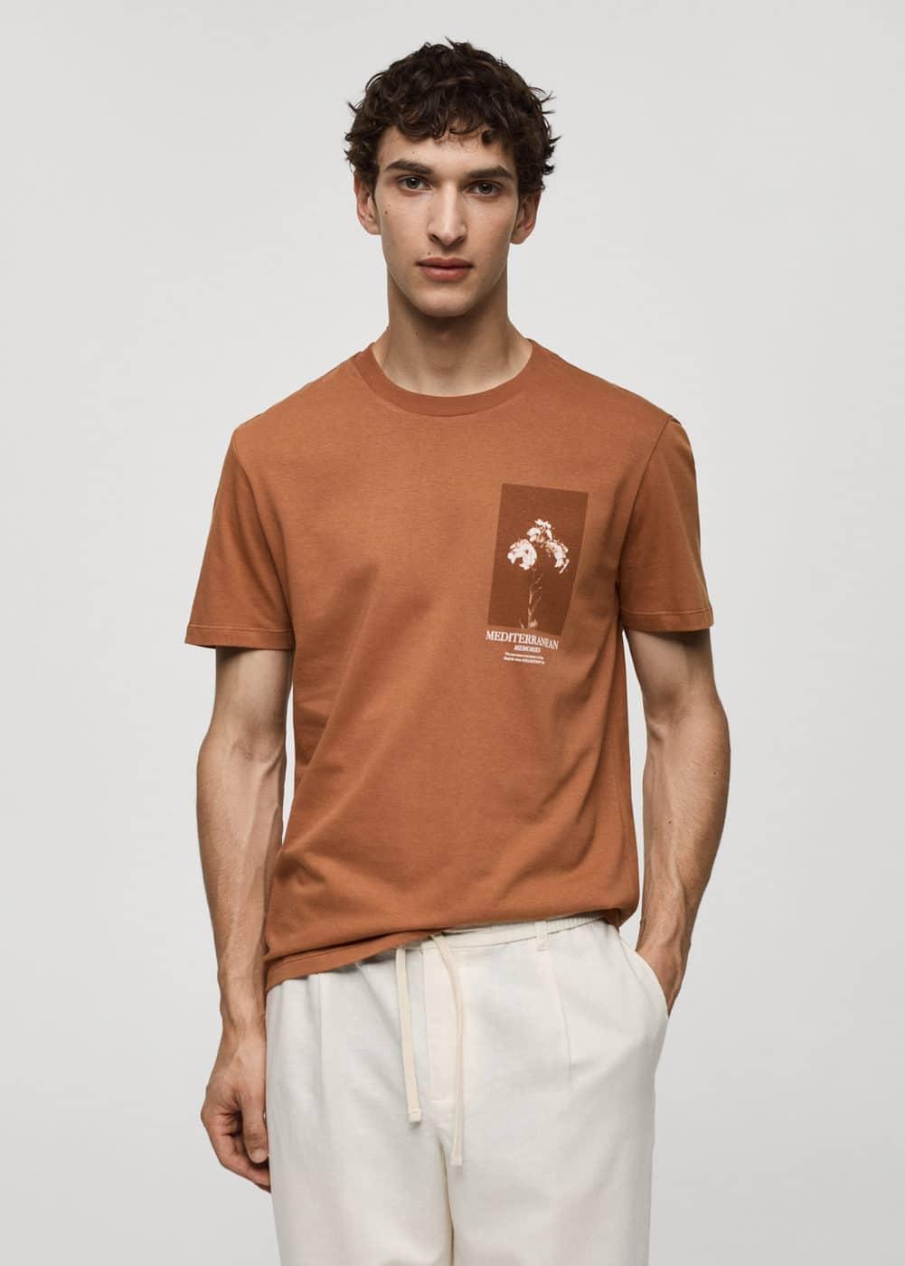 MANGO MAN - 100% cotton slim-fit t-shirt burnt orangeMen Product Image