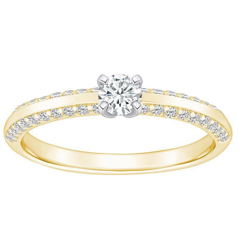 Alyson Layne 14k Gold 3/5 Carat T.W. Diamond Round Cut Pave & Polished Band Engagement Ring, Womens White Product Image