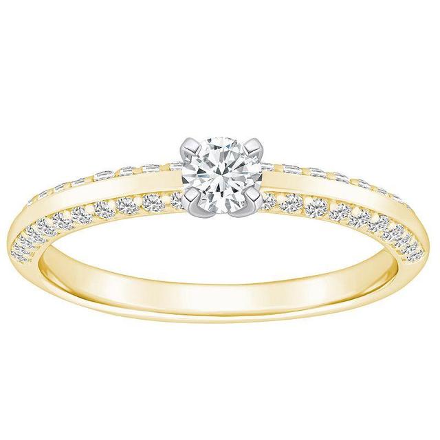 Alyson Layne 14k Gold 3/5 Carat T.W. Diamond Round Cut Pave & Polished Band Engagement Ring, Womens White Product Image