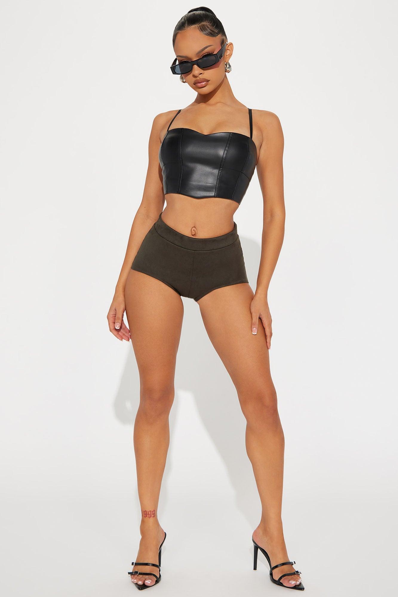 Kylie Faux Suede Micro Booty Short - Olive Product Image