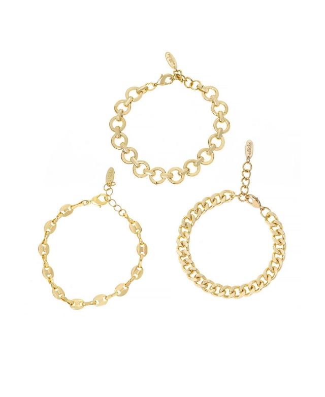 Womens Might & Chain 18K-Gold-Plated 3-Piece Bracelet Set Product Image