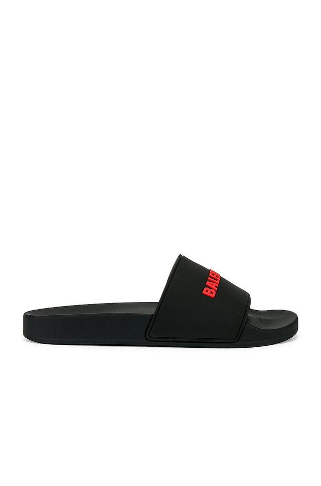 Balenciaga Logo Pool Slide in Black & Red - Black. Size 41 (also in ). Product Image