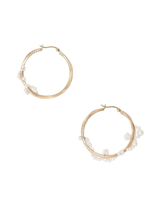 Womens Main Blast Off 14K Gold-Plate & Pearl Hoop Earrings Product Image