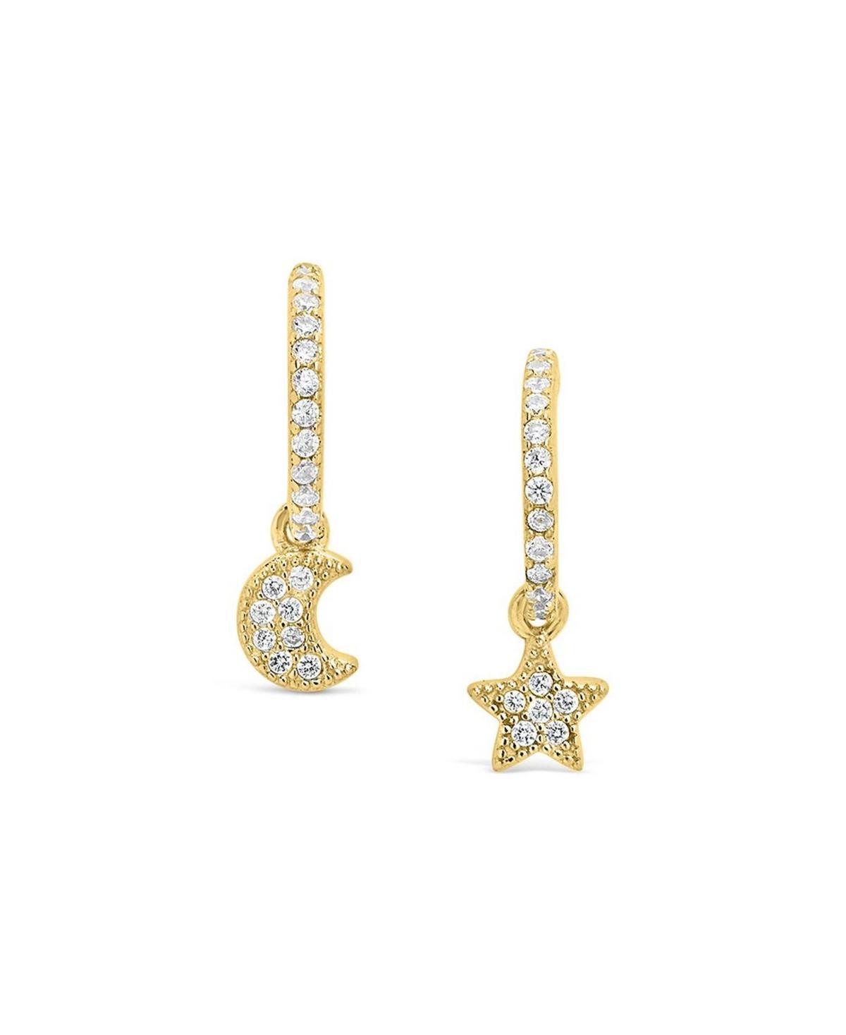 Sterling Forever Moon & Star Mini Hoop Earrings Product Image