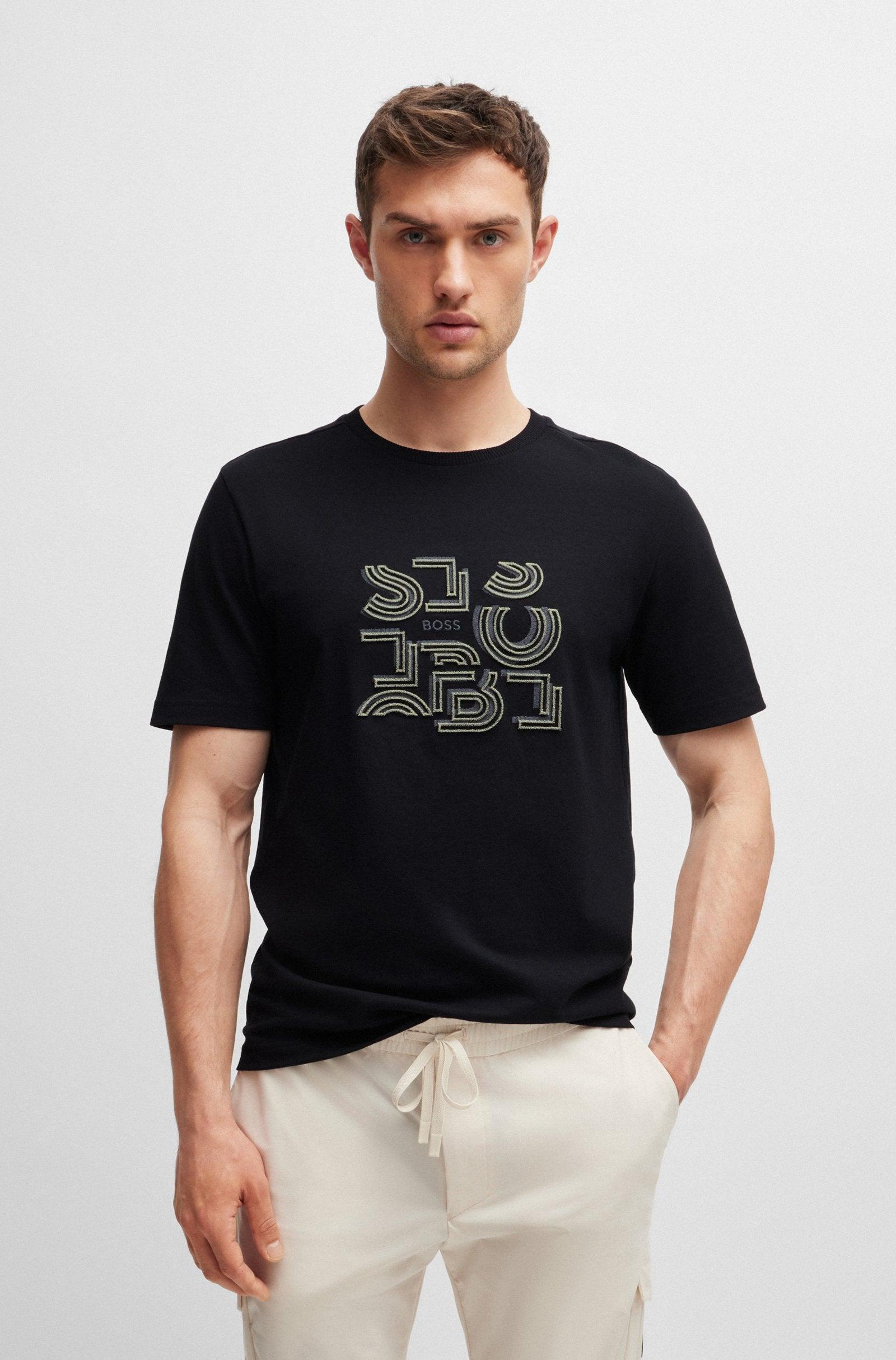 Boss Cotton Jersey T-shirt with Typographic Artwork Product Image