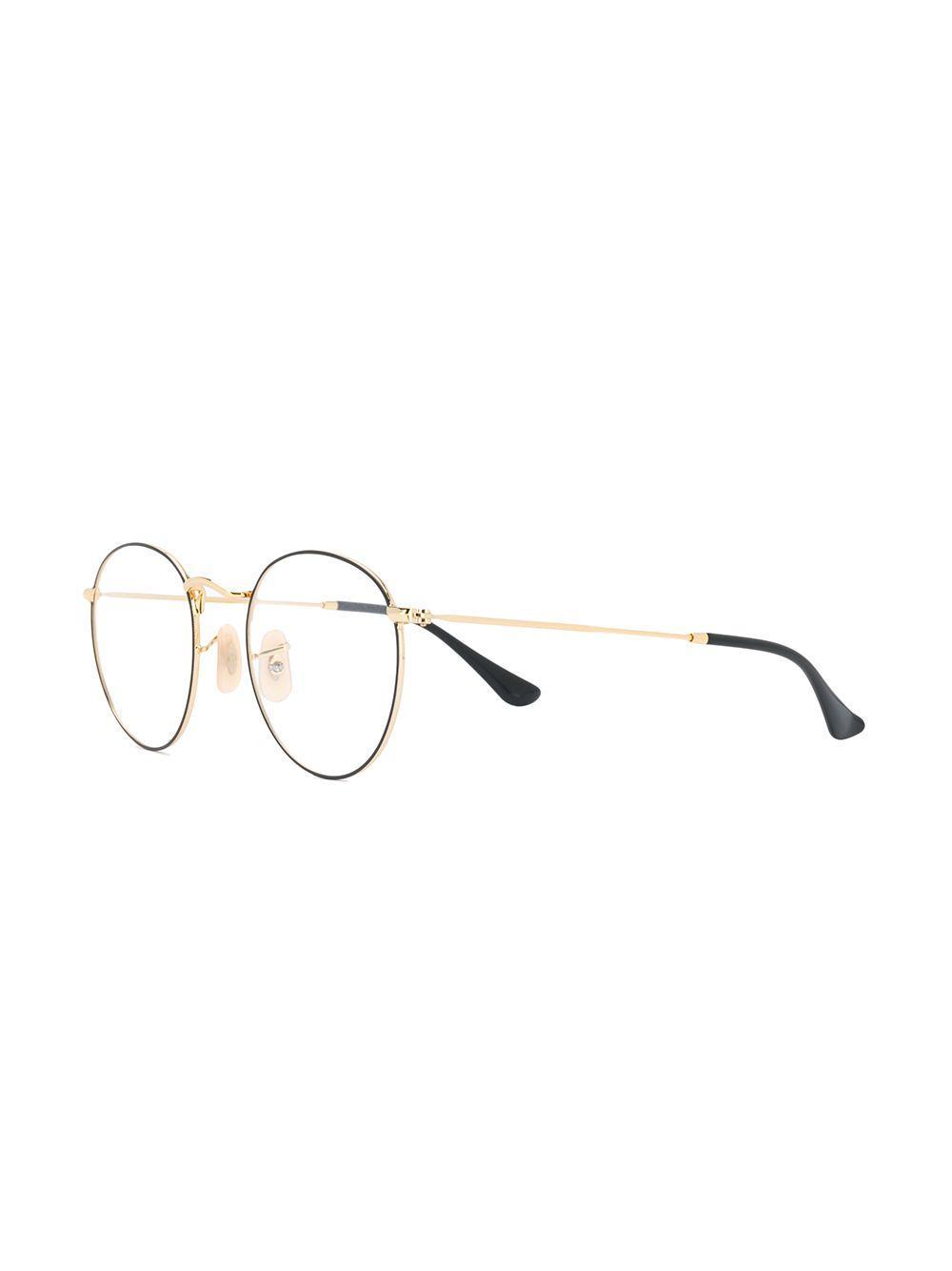 RAY BAN Round Framed Glasses In Gold Product Image