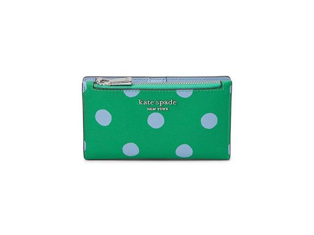 Kate Spade New York Morgan Sunshine Dot Printed Pvc Small Slim Bifold Wallet (Candy Grass Multi) Wallet Handbags Product Image