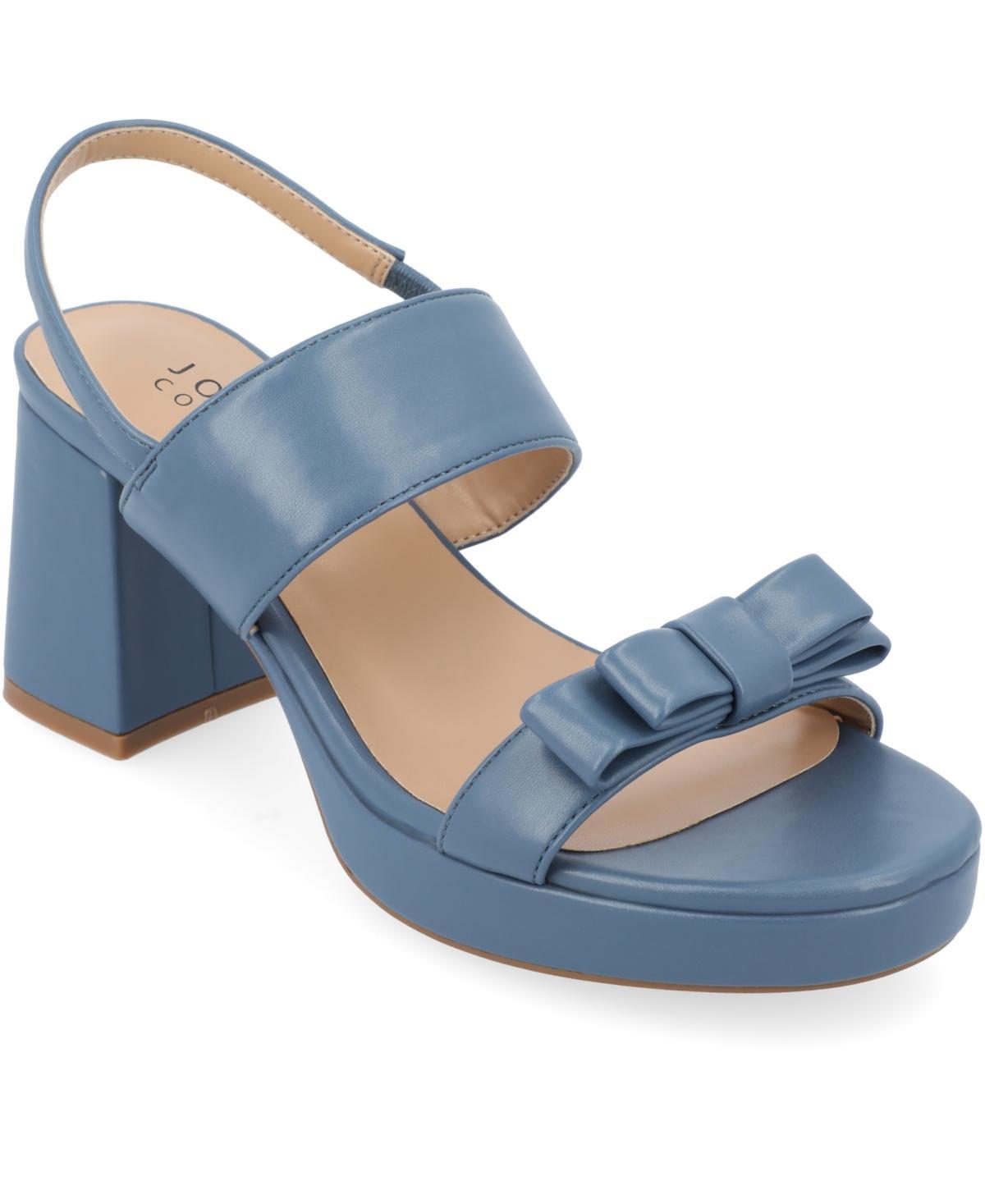 Journee Collection Brookan Womens Block Heel Sandals Blue Product Image