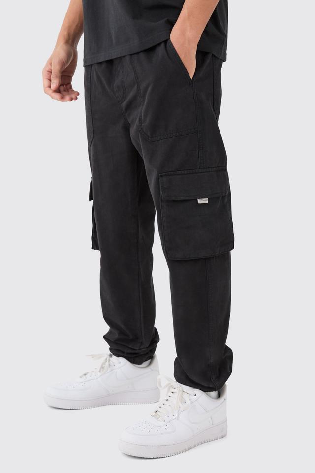 Elasticated Waist Slim Fit Branded Cargo Sweatpants | boohooMAN USA Product Image