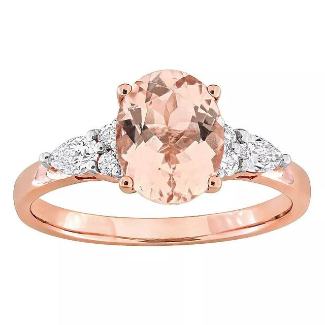 Stella Grace 14k Rose Gold Morganite & 1/3 Carat T.W. Diamond Engagement Ring, Womens Product Image