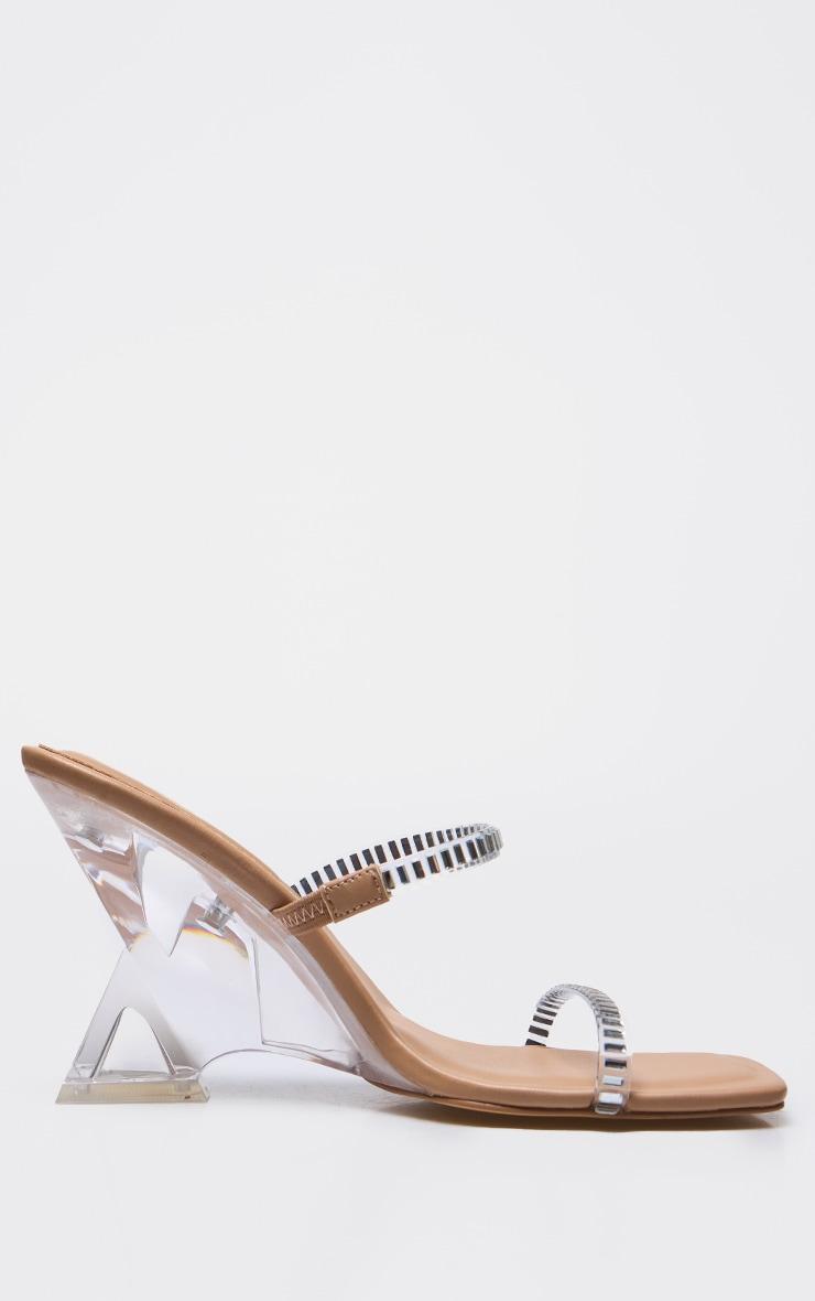 Silver Round Toe Clear Heel Wedges Product Image