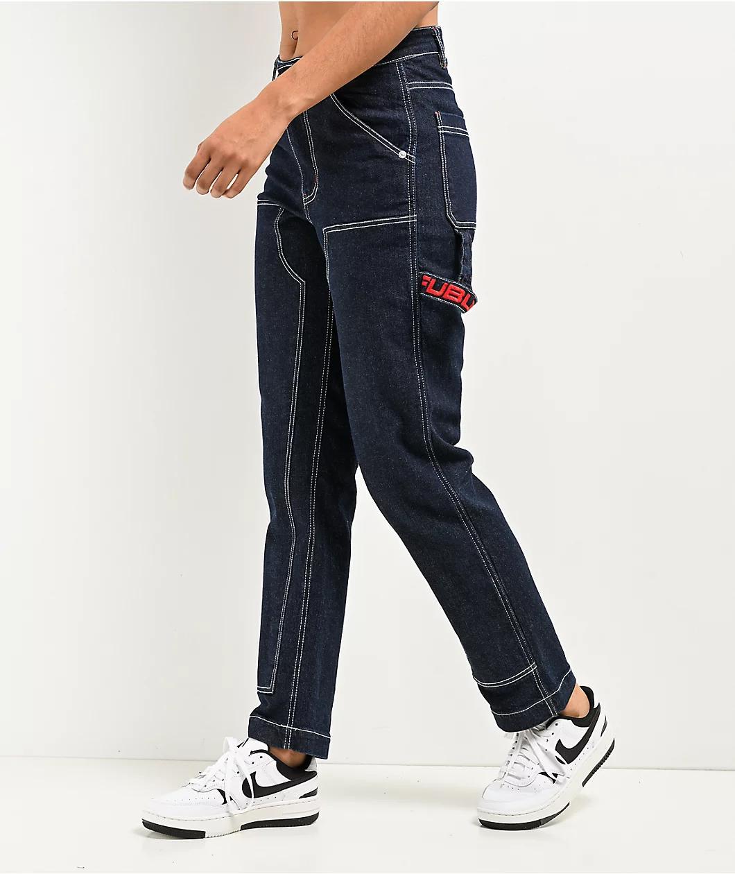 FUBU Classic Dark Blue Double Knee Carpenter Jeans Product Image