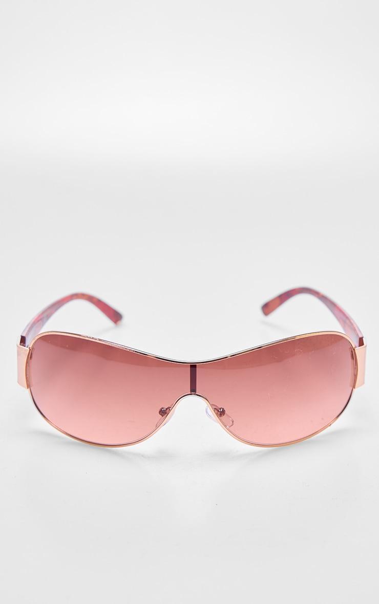 Beige Frame Retro Visor Sunglasses Product Image