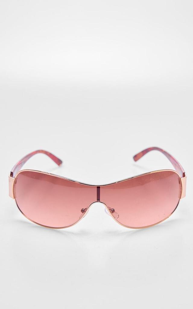 Beige Frame Retro Visor Sunglasses Product Image