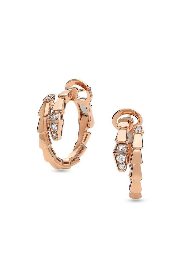 Womens Serpenti Viper 18K Rose Gold & 0.18 TCW Diamond Hoop Earrings Product Image