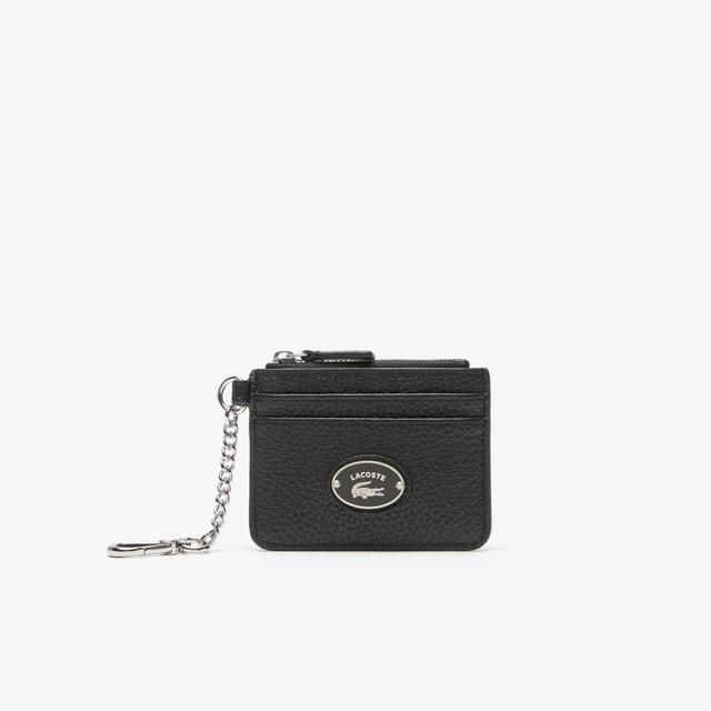 Women's Snap Hook Grained Leather Card Holder Product Image