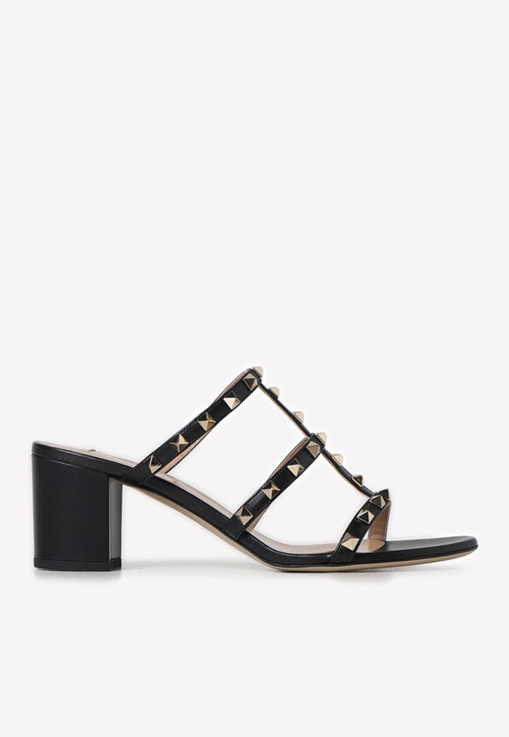 VALENTINO GARAVANI 65 Rockstud Leather Mules In Black product image