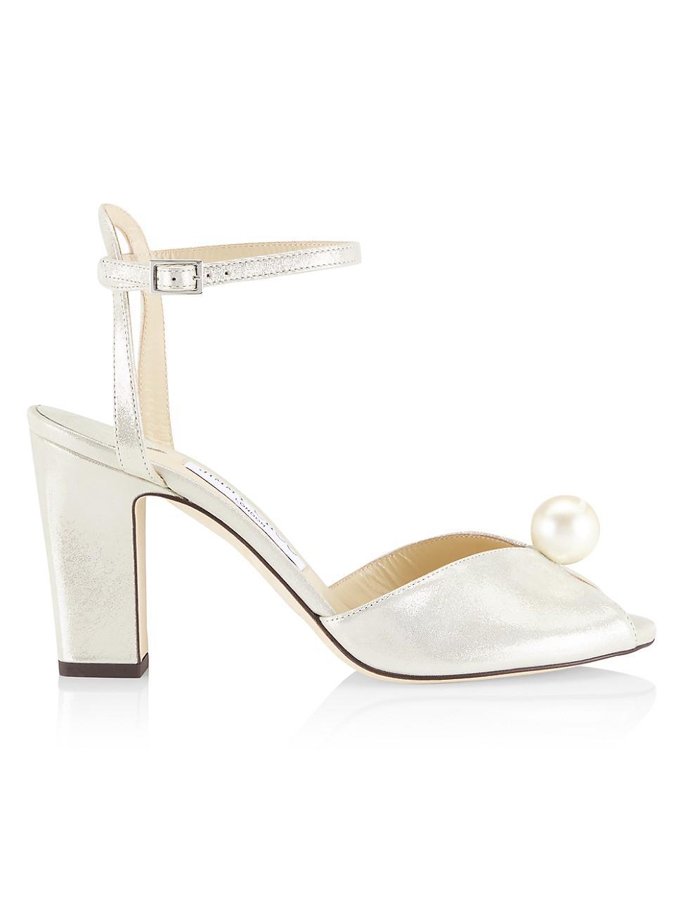 Jimmy Choo Sacaria Imitation Pearl Embellished Ankle Strap Sandal Product Image